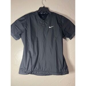 Nike Dri-FIT Short Sleeve Softball Wind Jacket Women Size M Black Excellent Logo